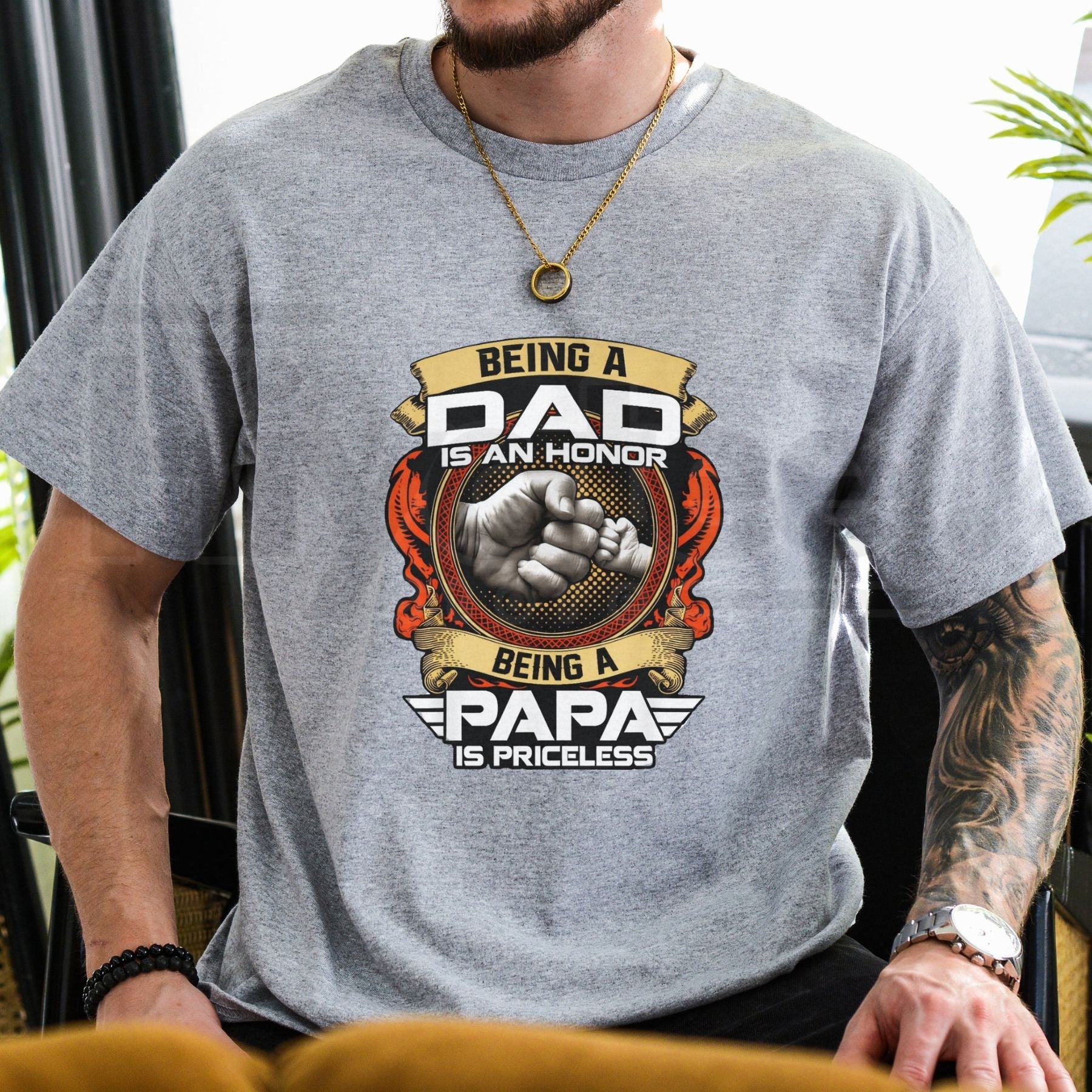 "Being A Papa Is Priceless" Hand Fist Bump – Ultimate Fatherhood Tribute Graphic