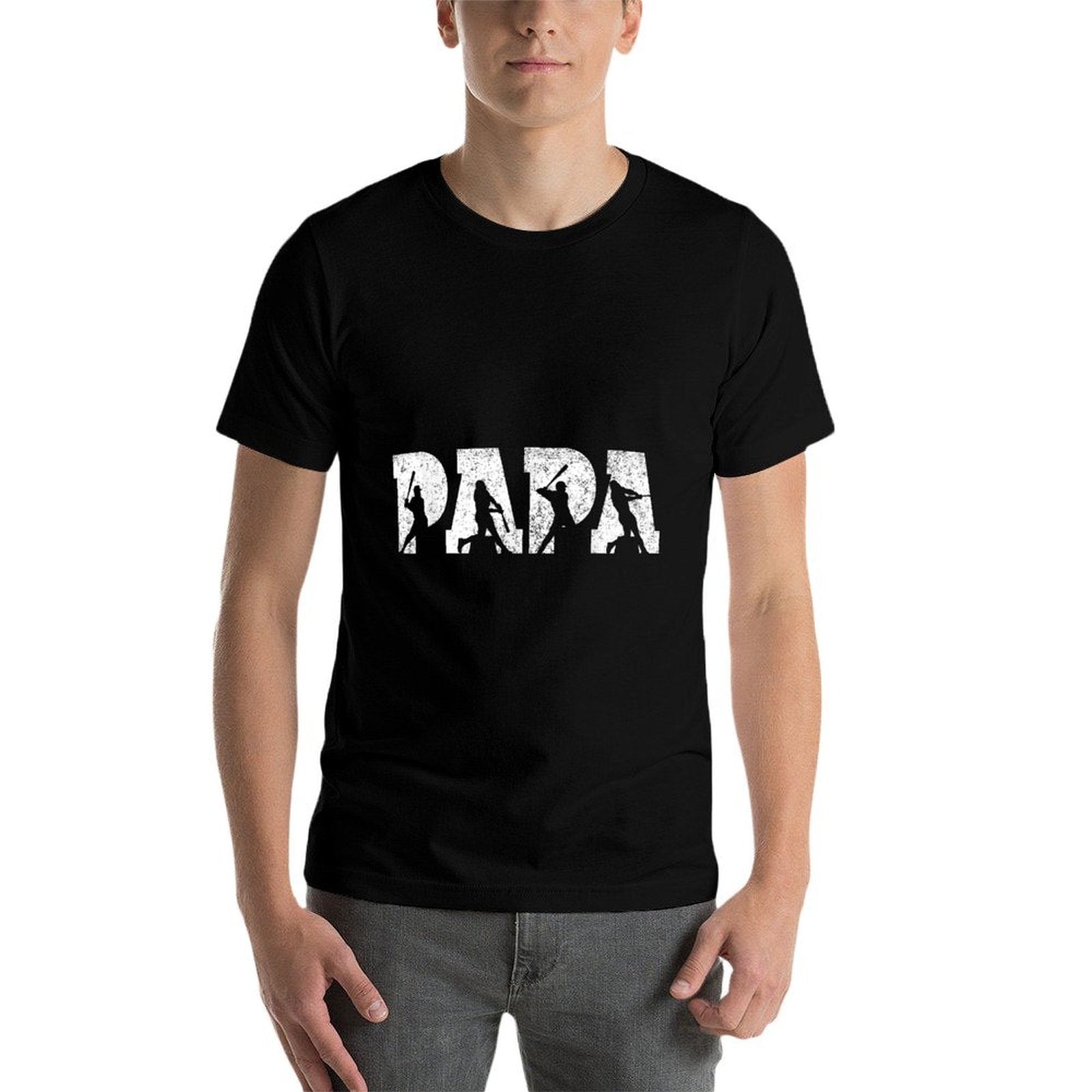 Baseball Papa Baseball Men Fathers Day Vintage  Oversized Silhouette T-Shirt